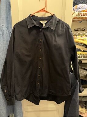 Spanx Relaxed Fit Button Up 100% Cotton Black size Medium